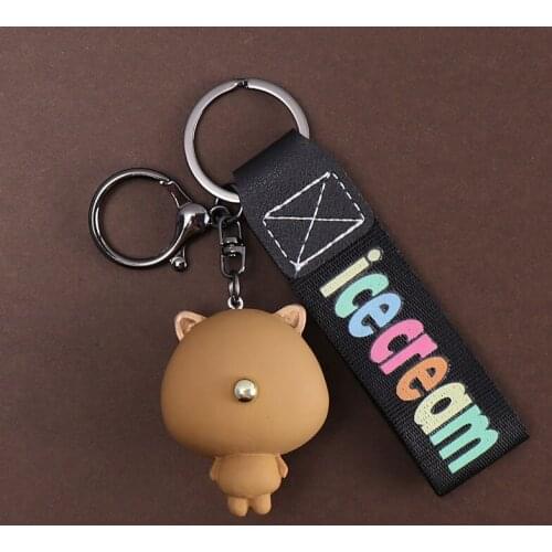 Korean Big Head Cat Keychain Cute Pet Memorial Christmas Keyring Girls Kitten Jewelry Birthday Valentine Gift Woman BFF Souvenir
