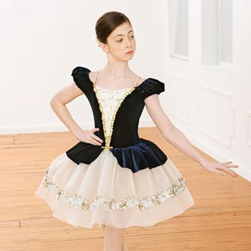 Beauty Ballet Dance Dresses For Girl Blue Gold Color Tutu bubble Original Skirts Professional Children Theatrical Costumes B165