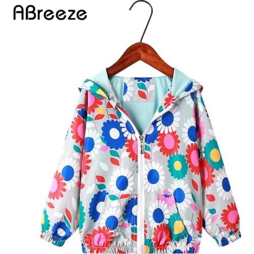 2020 New autumn children jackets for girls flower print little child outerwear girls 2-9Y kids hooded jackets coats girls & boys