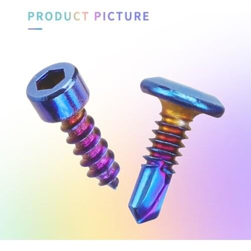 M4 M5 Motorcycle Disc Brake Bolt Titanium Bolts Burned Blue Color Hexagon Flange Head Screws Ti Motor Fastener Self tapping scre