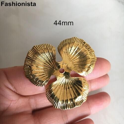 100 pcs/10pcs Metal Casted Flower Bead Caps,Gold 44mm Thick Metal 3 Petal,Simple Metal Flowers,Handmade Jewel Crafts Findings -G
