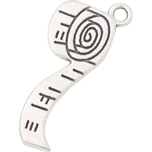 RAINXTAR Fashion Alloy Antique Silver Color Tape Measure Charms School Charms 11*28mm 100pcs AAC408