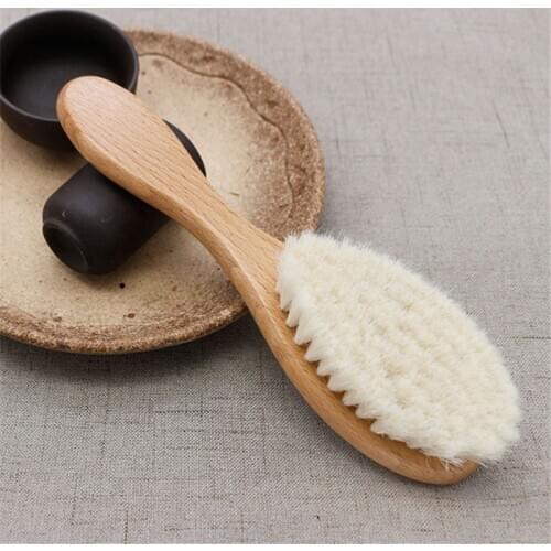 Soft Beard Face Wash Brush Wooden Hand Hair Cutting Hairdressing Styling Salon Hair Collar Cleaning Cloth Tool 1PC
