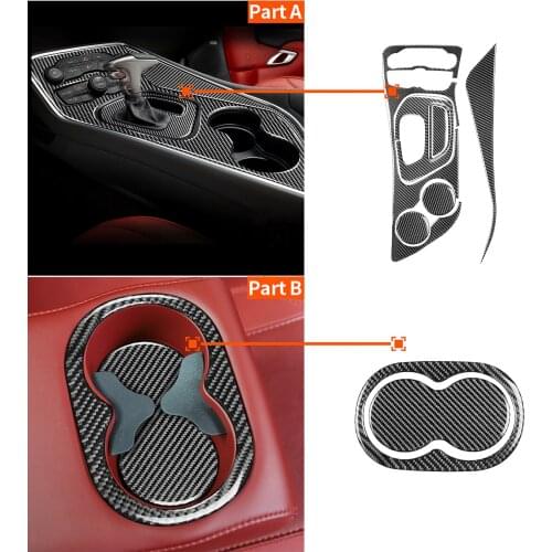 9PCS Stickers Set for Car Gear Panel Water Cup Holder Left Hand Drive elegant sense Replacement for Dodge Challenger 2015-2020