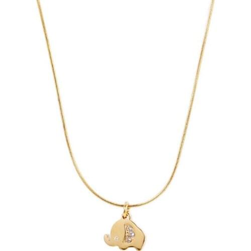 Stainless Steel Gold Mini Zircon Stone Animal Elephant Pendant Necklace Jewelry with Snake Chain Link Gift For Him