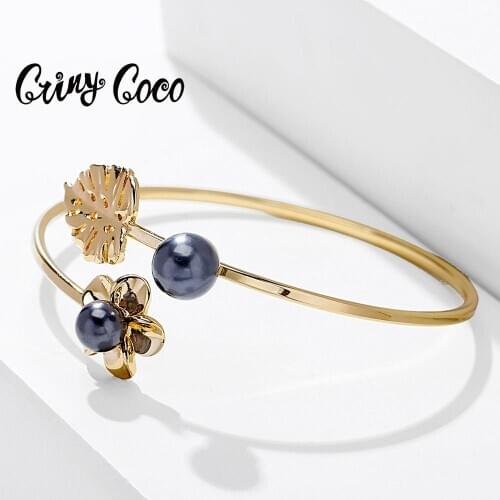 New Fashion Adjustable Bracelet Frangipani Turtle Leaf Cuff Opening Bracelets Jewelry Hawaiian Pearl Original for Women 2020