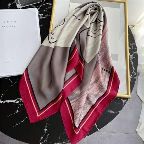 New Silk Square Scarf Women Bandana Fashion Shawl and Wraps Female Headband Lady Hair Band Design Neckerchief Foulard Summer