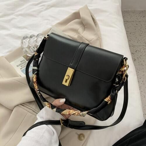 Pure color ladies shoulder bag 2020 new product PU design built-in zipper bag long shoulder strap business lady messenger bag