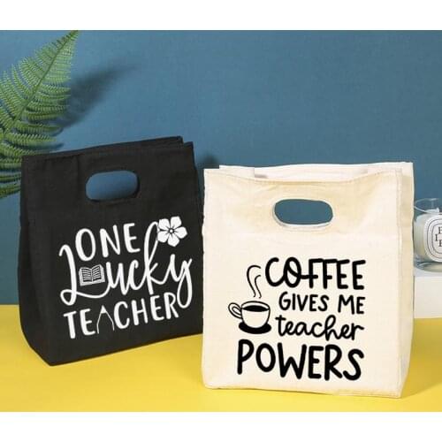 Lucky Teacher Portable Lunch Bag Thermal Insulated Bento Box Tote School Food Cooler Container Storage Pouch Handbag Best Gifts