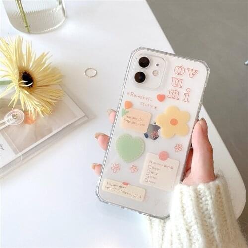 Ins Flower Clear Case For iPhone 12 Mini 11 Pro XS Max X XR 7 8 Plus SE 2020 Soft Cute Silicone Soft Back Cover For iPhone 12Pro