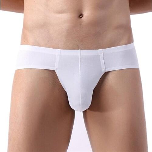 Sexy Underwear Men Briefs Shorts Solid Thin Ice Silk Mesh Panties Seamless Low Rise U Convex Pouch Underpants Plus Size M-3XL