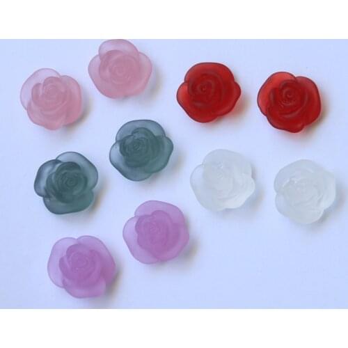 20 PCS Lovely Resin Rose Flower Handmade Earrings Headwear Accessories For DIY Jewelry Making