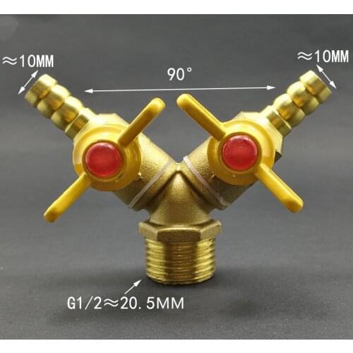 1/2'' BSP Male To 10mm Hose Barb Y-Shaped Brass Ball Valve Shut Off Ball Valve Pipe Fitting Splitter Air Fuel