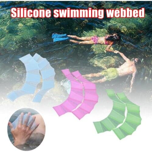 Swim Swimming Silicone Gear Fins Hand Webbed Flippers Paddle Diving Training Gloves SAL99