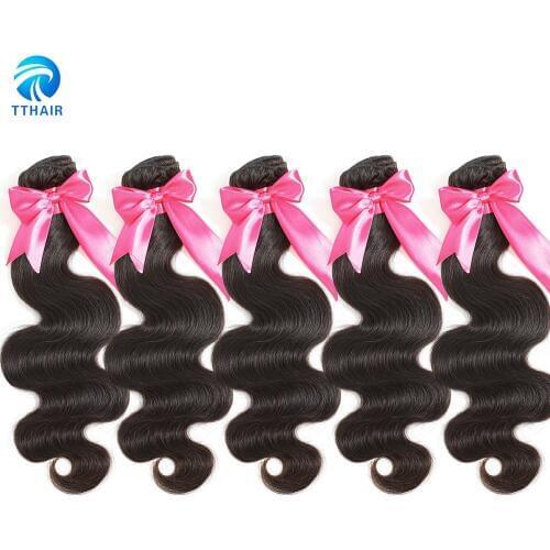TTHAIR 5 Bundels Deals Body Wave Bundles Human Hair Bundles Brazilian Hair Weave Bundles Remy Hair Extenion Natural Color