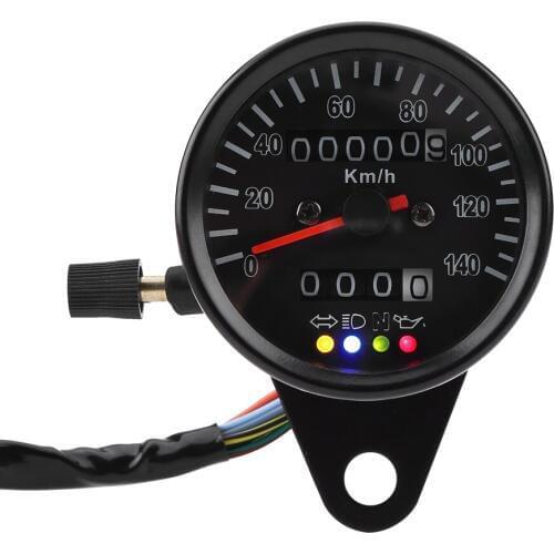 Universal 60mm Black High sensitivity Motorcycle Odometer Speedometer Gauge With 4 indicator functions LED backlight