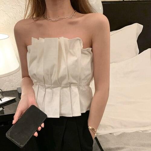 European Summer New Sexy Wrapped Chest Wear Strapless Short Tube Top Vest Women Fashion Streetwear 2021