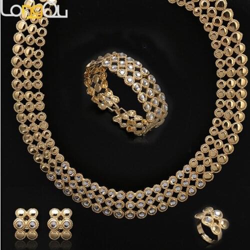 2018 Heart Design Costume Necklace Set Fashion Top Quality African Gold-color Womens Bridal Jewelry Sets Free Shipping