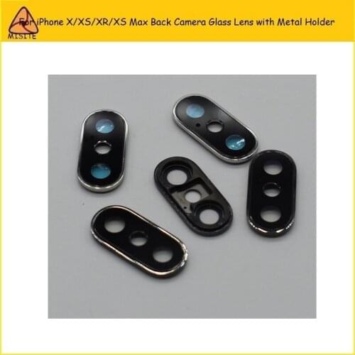 10Pcs Original New For i Phone X XS Max XSM XR Back Camera Lens Cover Crystal Protector Glass Lens with Metal Frame Holder Parts