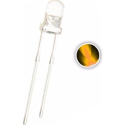 100pcs 3mm/f3 Yellow LED Water Clear Lens Round Head Ultra Bright Transparent Light Beads Lamp 20mA DIP-2 2PINS