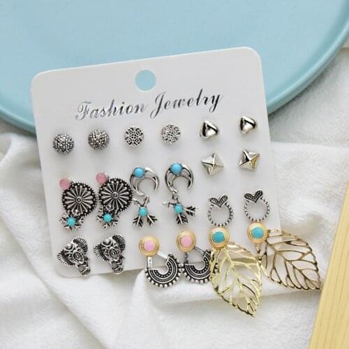 12 Pairs of Non Piercing RetroGolden Earrings Set for Women Jewel