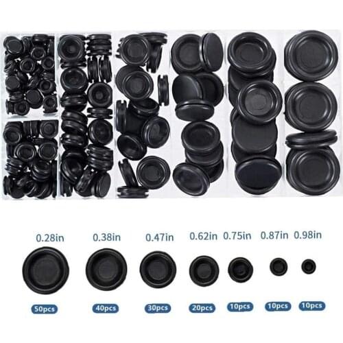 170pcs boxed grommet protection coil double-sided black rubber firewall hole plug retaining ring parts car wire gasket kit