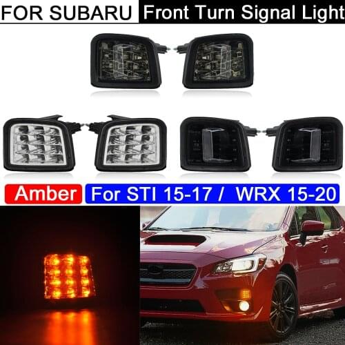 2Pcs Error Free Front Bumper LED Side Marker Lamp Amber Turn Signal Indicator Lights For Subaru STI 2015-2017 WRX 2015-2020