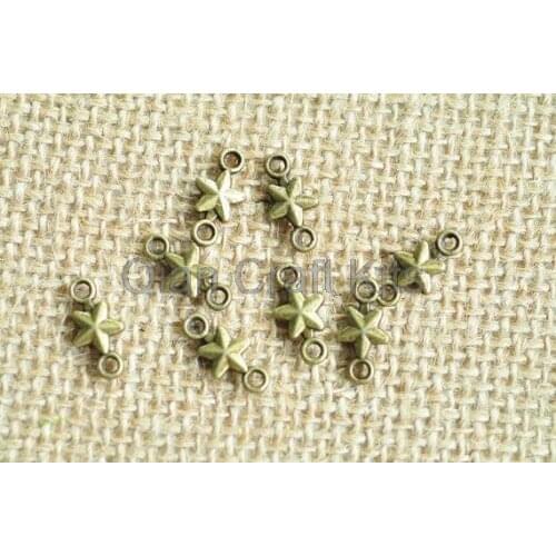 25pcs Antique Bronze silver mixed Star Charms Connector 15x7.5mm star zinc alloy pendant, charm
