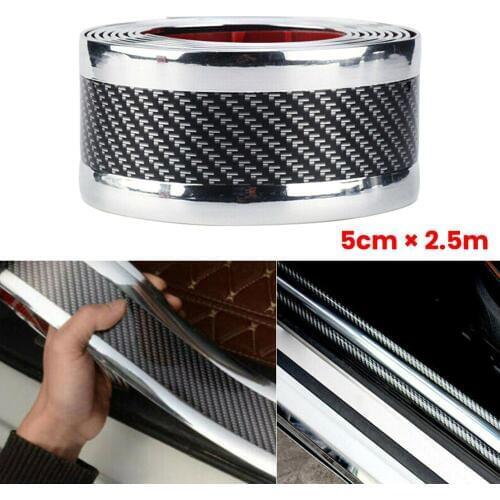 5*250CM Car Bumper Protector Strip Carbon Fiber Door Sill Protector Edge Protect Trunk Door Sill Anti-scratch Car Sticker