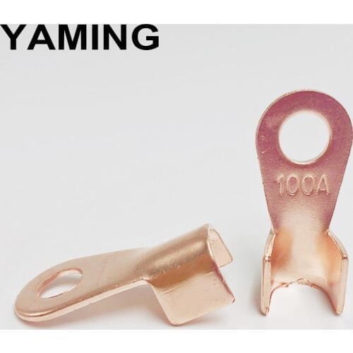 5pcs 100A Copper Battery Cable Connector Terminal Crimping 10-25mm2 Wire OT-100A Naked Connector P85