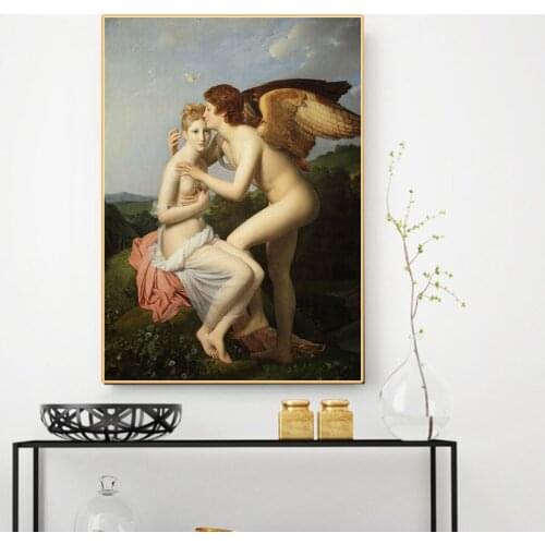 Citon Francois Gerard《Cupid and Psyche》Canvas Art Oil Painting Artwork Poster Picture Modern Wall Decor Home Decoration