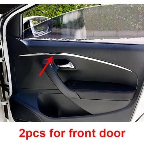 2pcs for polo 2011-2018 Front inner door panel Decorative stripes Stainless steel Decorative strip