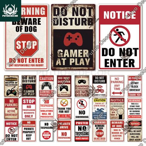 Putuo Decor Warning Vintage Tin Sign Metal Sign Decorative Plaque Wall Decor Man Cave Room Cafe Park Decoration