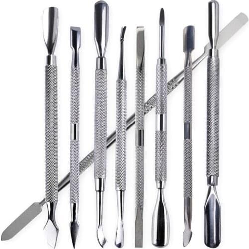 1pcs Double-ended Stainless Steel Cuticle Pusher Dead Skin Push Remover For Pedicure Manicure Nail Art Cleaner Care Tool 9 Types
