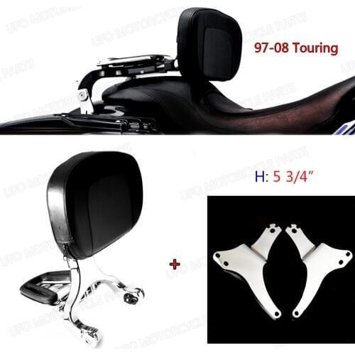 Fixed High Mount&Driver Passenger Backrest For Harley Touring Street Glide 97-08