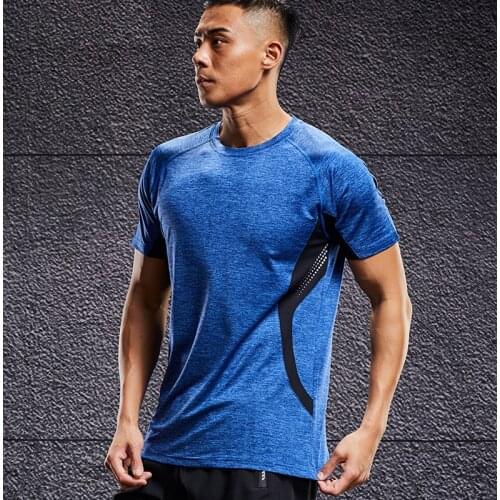 Mens Short-Sleeved Summer Sporting T-Shirts Ice Silk Quick Dry Thin New Workout Clothes Easy Leisure Air Permeability