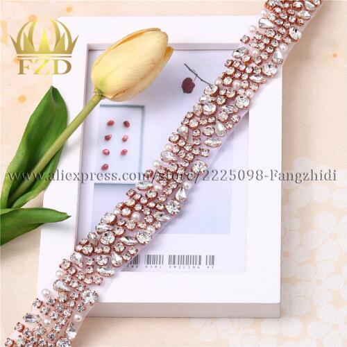 FZD 10 Yards Rhinestones Crystal Dress Accessories Applique bridal applique by the yard belt trimming For Bridal Wedding Dress