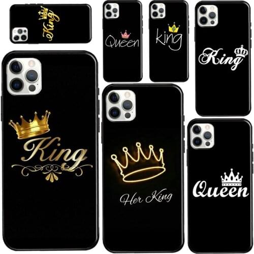 King Queen Crown For iPhone 12 Pro Max mini Case For iPhone XR XS X SE 2020 7 8 Plus 11 Pro Max Cover