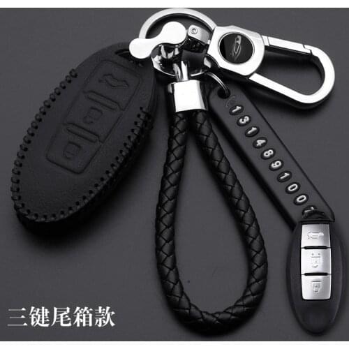3 Buttons leather Car Key Cover Case For Nissan TEANA Qashqai Juke Key Bag Cover Protector Fob Car-styling Auto Accessories