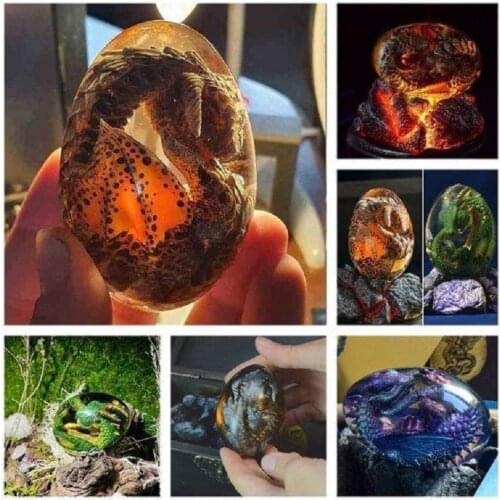 Lava Dragon Egg Ornamental Collection Dinosaur Egg Statue Resin Dragon Egg Crystal Minerale Gemstone Reiki Home Decoration