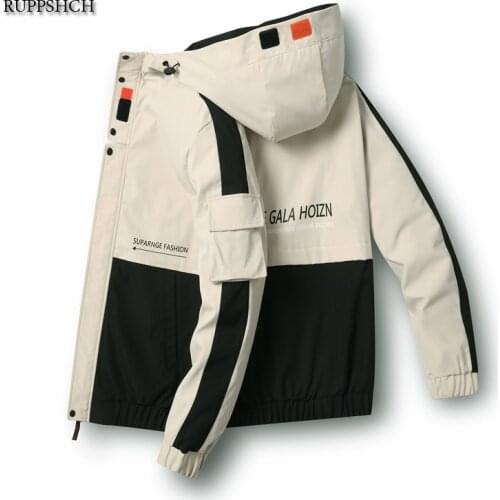 Brand Men Fashion Jacket Men High Street Stitching Printing Cargo Jacket Spring and Autumn New Windproof Bomber Jacket Men