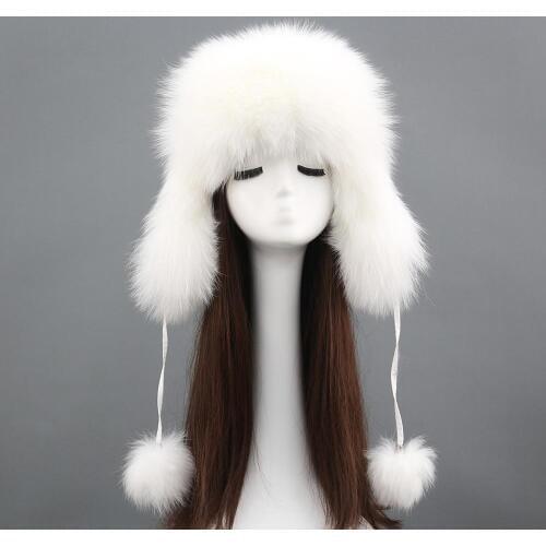 Newest Winter fox fur leifeng hat raccoon fur earmuffs warm windproof Custom Wholesale ear flap hat