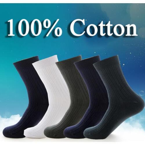 AAA 100% Cotton Mens Socks Business Stripe High Crew Socks Breathable Deodorant Socks Man Sox Autumn Winter Hosiery