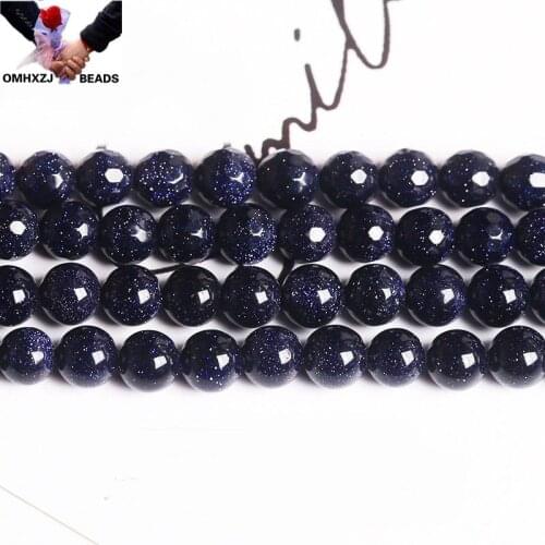 OMH Wholesale JD208 46 8 10 12 14 16mm Jewelry DIY Making Bracelet Necklace Natural AAA Blue Sand Stone Loose Spacer Round Beads