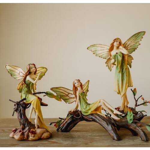 Pastoral angel resin fairy garden Arts and Crafts Valentines Day Gift Flower Fairy Miniature figurines Wedding home decoration