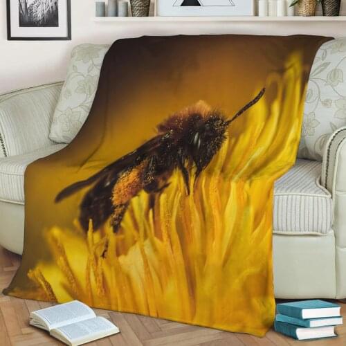 Bee Flannel Throw Blanket 3D Printed Keep Warm Sofa Child Blanket Home Decor Textiles Dream Family Gift