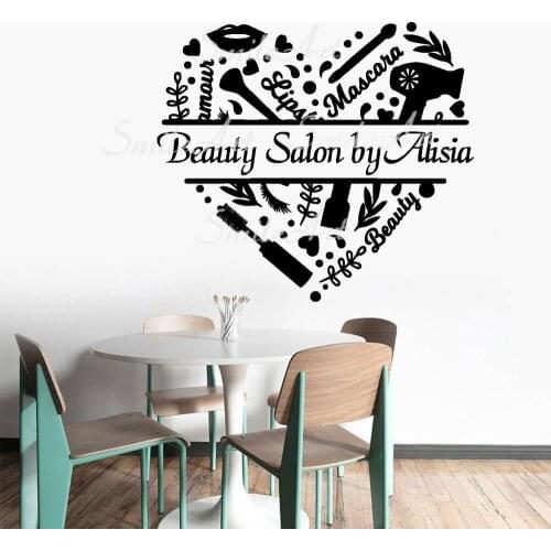 Drop Shipping Custom Name Beauty Salon WallSticker Removable Wall Stickers Diy Wallpaper For Kids Rooms Home Decor Wall Decals