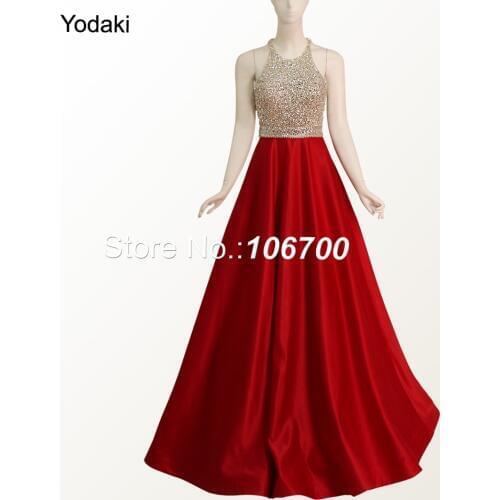 Real Photos Hand Make Crystal Beading Ballgown Prom Dresses Halter Key Hole Open Back With Sash Long Evening Gowns