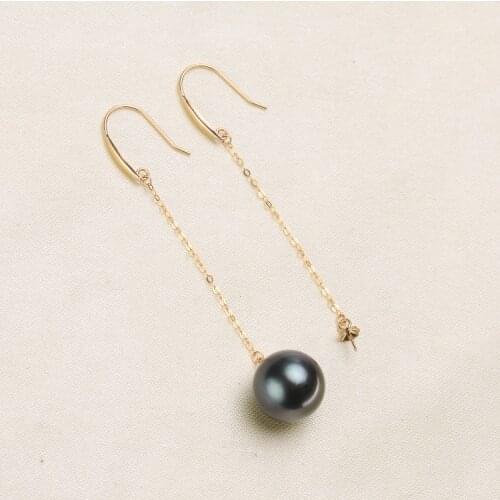 Real AU 750 18K Gold Earrings Mountings Findings Jewelry Mounts Settings Accessories Parts for Pearls Agate Coral Crystals Jade