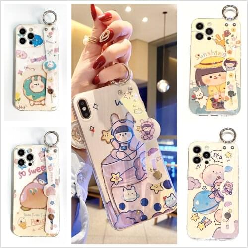 Luxury Gold Foil Silicone Case For iPhone 12 11 Pro Xs Max Mini SE X XR 6 7 8 Plus Girly Glitter Quicksand Wrist bracket Cover